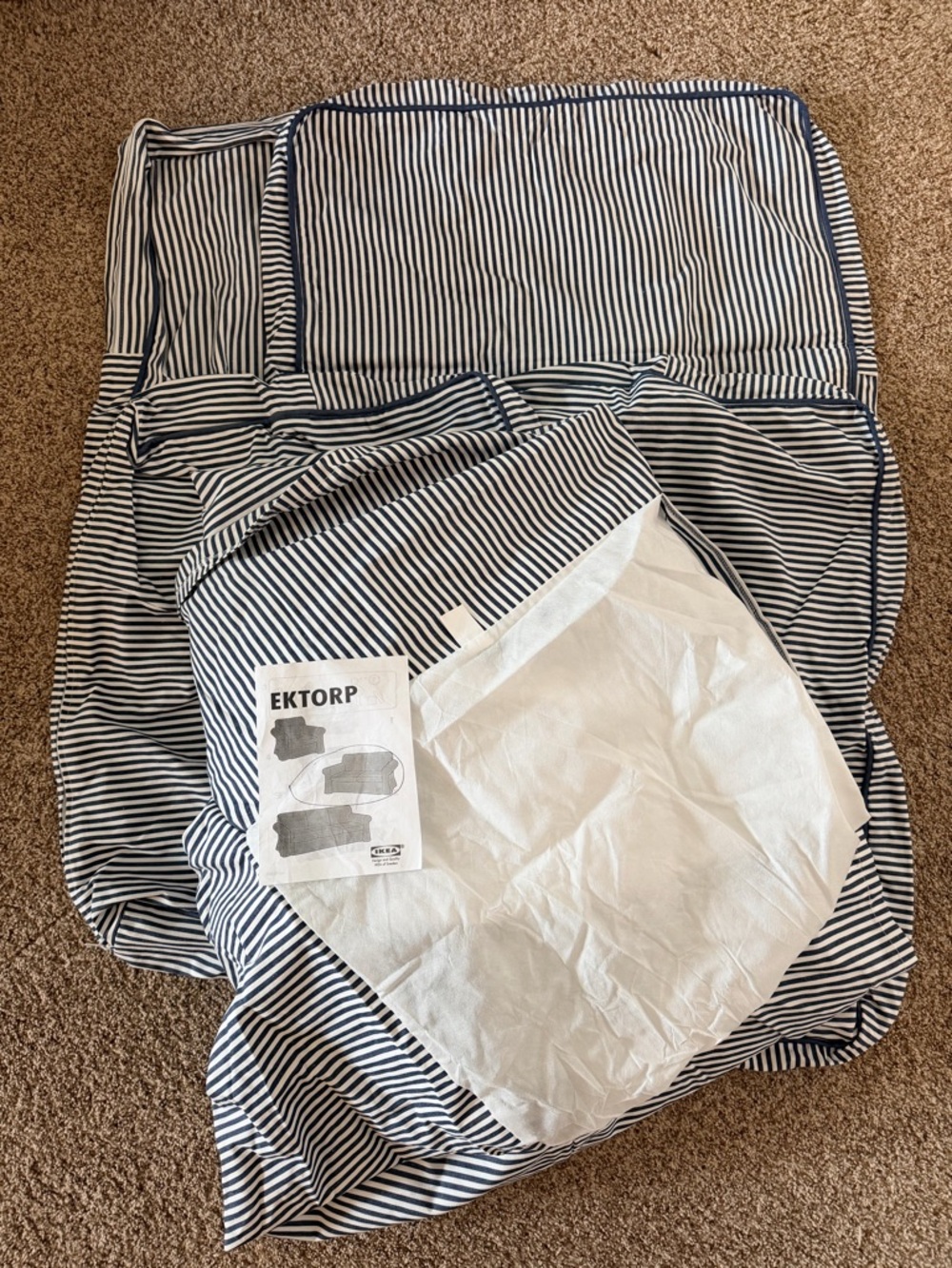 IKEA EKTORP Navy and White Striped Sofa Slipcover